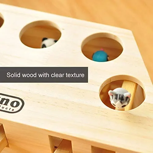 Volwco - Juguete interactivo de madera maciza con diseño de gato
