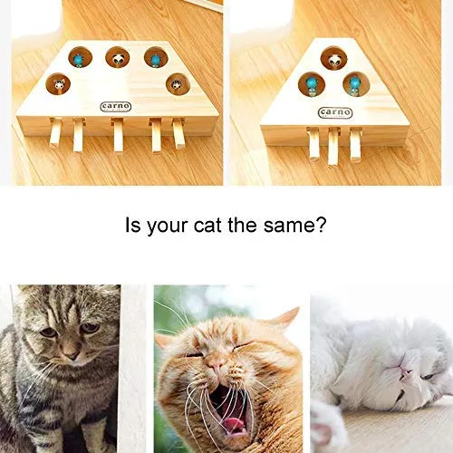 Volwco - Juguete interactivo de madera maciza con diseño de gato