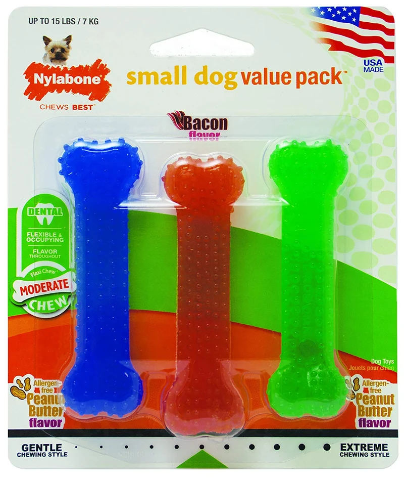 Nylabone flexichew Pequeño perro Dental huesos (3 Pack)