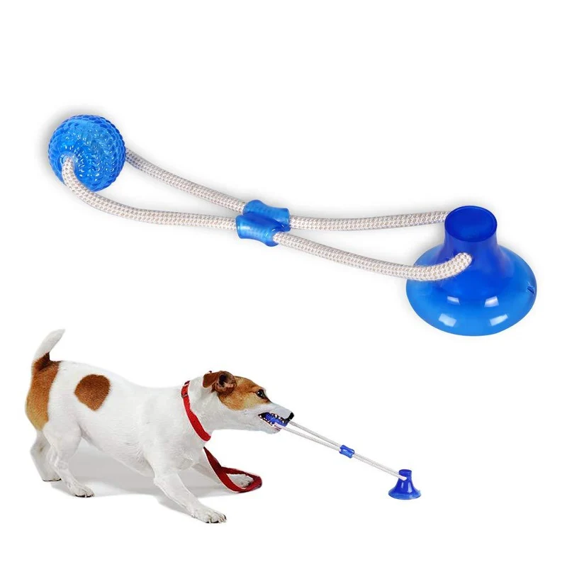 Abbyhouse Juguete para masticar pelotas de perro, cuerda interactiva multifunción con ventosa, bola de limpieza de dientes