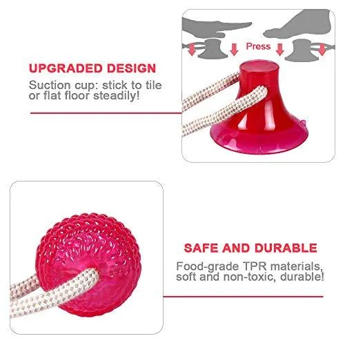 Abbyhouse Juguete para masticar pelotas de perro, cuerda interactiva multifunción con ventosa, bola de limpieza de dientes
