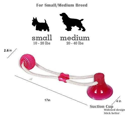 Abbyhouse Juguete para masticar pelotas de perro, cuerda interactiva multifunción con ventosa, bola de limpieza de dientes