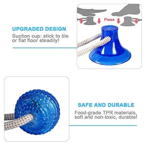 Abbyhouse Juguete para masticar pelotas de perro, cuerda interactiva multifunción con ventosa, bola de limpieza de dientes