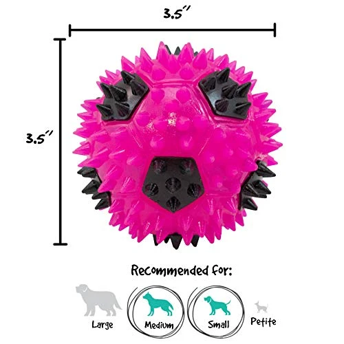 Gnawsome 3.5” Squeak & Light Soccer Ball Dog Toy - Medium, Cleans Teeth and Promotes Dental and Gum Health for Your Pet, Colors Will Vary