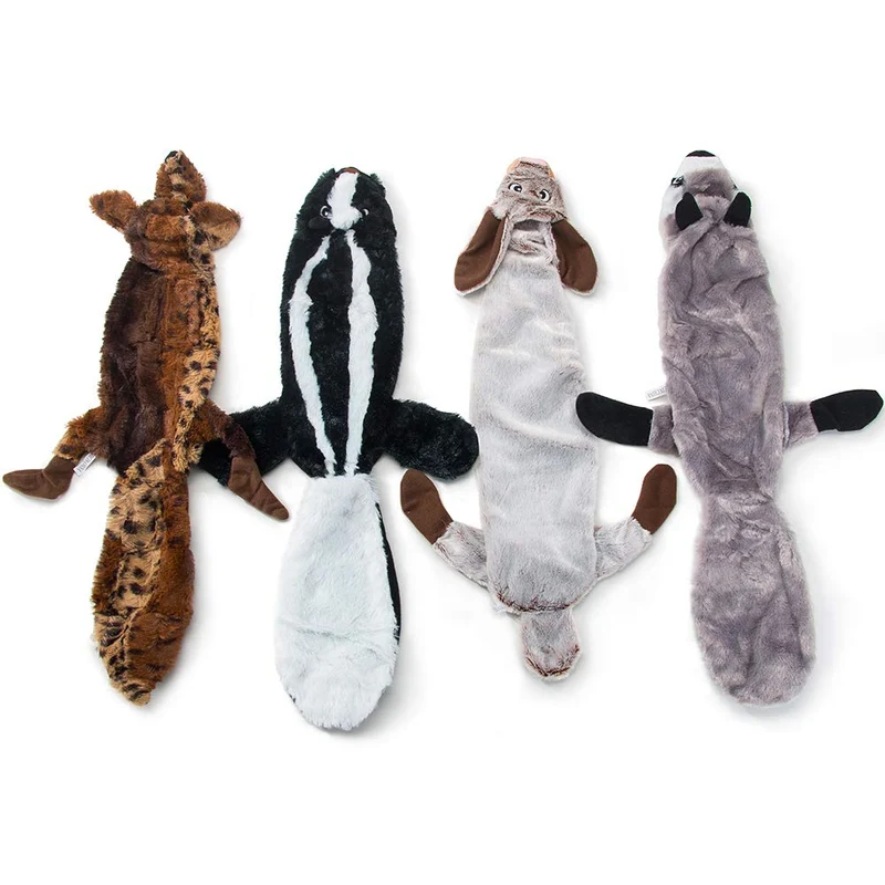 HIPET Juguetes para perros sin relleno, juguetes para perros chirriantes, masticadores de felpa para perros grandes, 4 piezas