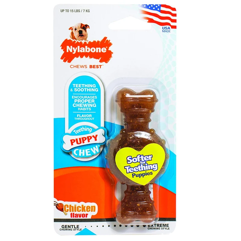 Nylabone Puppy Chew Toy | Hueso de dentición para cachorros | Juguete para masticadores suaves