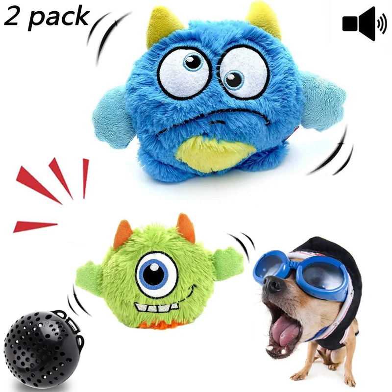 NEILDEN Interactive Dog Toys,Plush Squeaky Giggle Ball,Automatic Electronic Shake Dog Toy,Entertainment Suitable for Small to Medium Dogs Best Gift for Puppy(Two Plush Toys+Squeaker Ball)