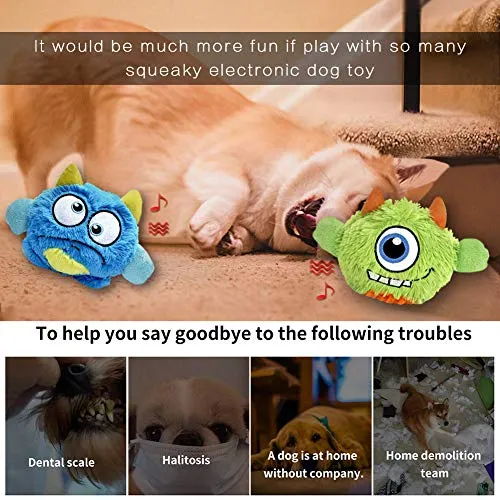 NEILDEN Interactive Dog Toys,Plush Squeaky Giggle Ball,Automatic Electronic Shake Dog Toy,Entertainment Suitable for Small to Medium Dogs Best Gift for Puppy(Two Plush Toys+Squeaker Ball)