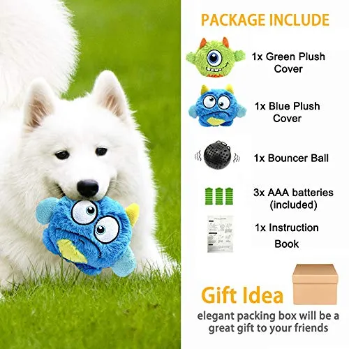NEILDEN Interactive Dog Toys,Plush Squeaky Giggle Ball,Automatic Electronic Shake Dog Toy,Entertainment Suitable for Small to Medium Dogs Best Gift for Puppy(Two Plush Toys+Squeaker Ball)
