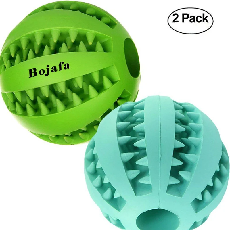 Bojafa - Juguetes para perros con forma de bolas, duraderos, para masticar, para cachorros, limpieza de dientes de perros pequeños, grandes, para hacer salchichas, jugar y dispensar dulces