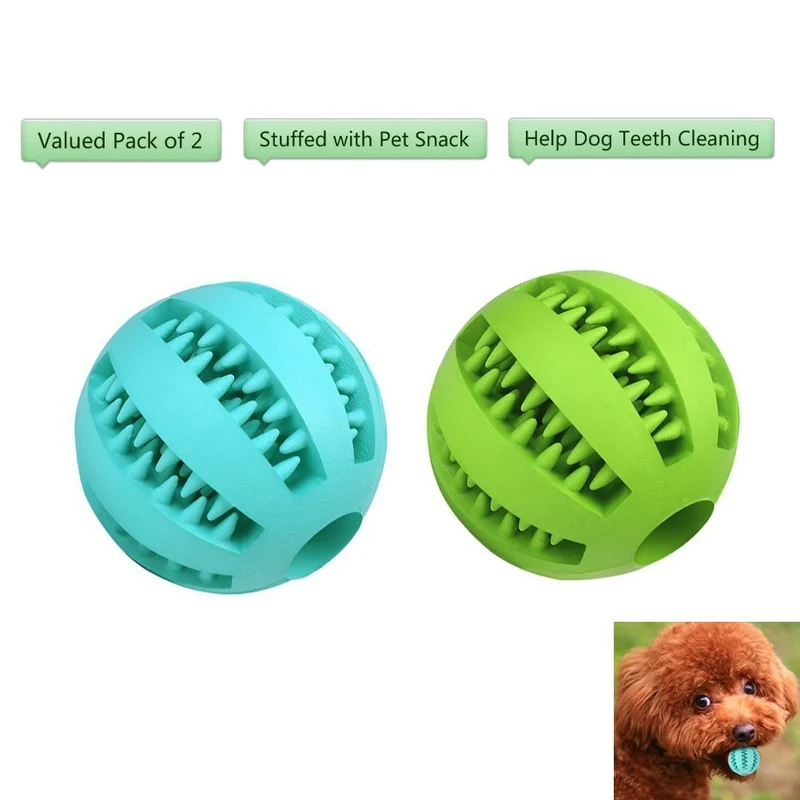 Bojafa - Juguetes para perros con forma de bolas, duraderos, para masticar, para cachorros, limpieza de dientes de perros pequeños, grandes, para hacer salchichas, jugar y dispensar dulces