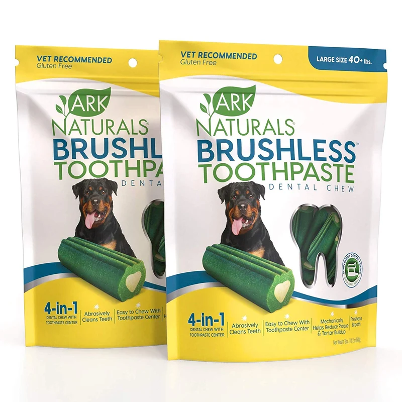 Ark Naturals Brushless Toothpaste, Dog Dental Chews for Large Breeds, Vet Recommended for Plaque, Bacteria & Tartar Control