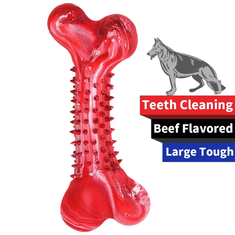 Juguete masticable para perros ZGSZ grande y duradero, para masticadores agresivos, sabor a carne de vacuno indestructible, hueso de perro, de goma natural, juguete no tóxico para todos