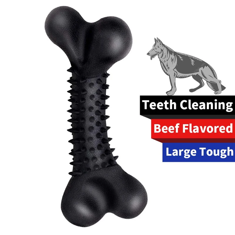 Juguete masticable para perros ZGSZ grande y duradero, para masticadores agresivos, sabor a carne de vacuno indestructible, hueso de perro, de goma natural, juguete no tóxico para todos