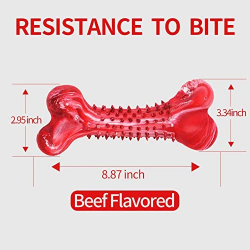 Juguete masticable para perros ZGSZ grande y duradero, para masticadores agresivos, sabor a carne de vacuno indestructible, hueso de perro, de goma natural, juguete no tóxico para todos