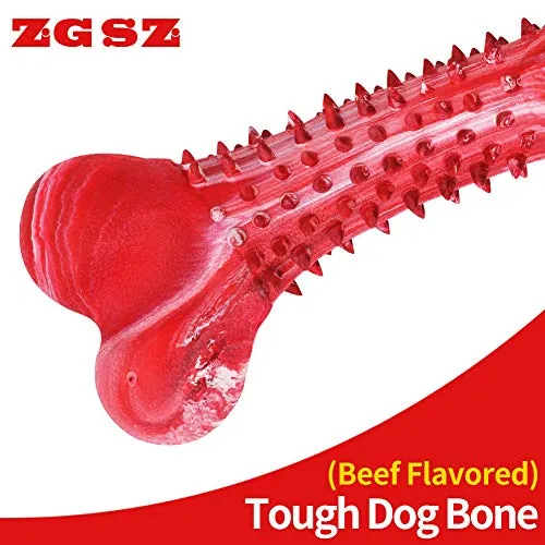Juguete masticable para perros ZGSZ grande y duradero, para masticadores agresivos, sabor a carne de vacuno indestructible, hueso de perro, de goma natural, juguete no tóxico para todos
