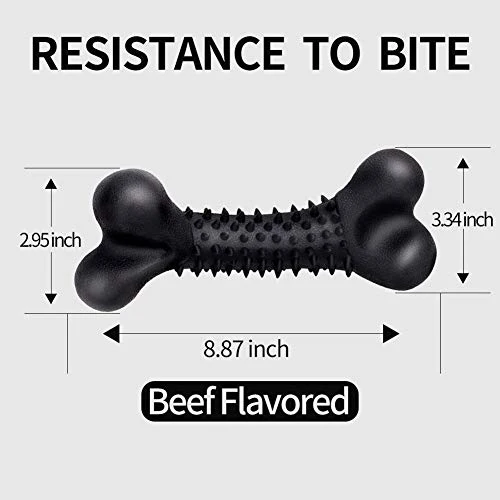 Juguete masticable para perros ZGSZ grande y duradero, para masticadores agresivos, sabor a carne de vacuno indestructible, hueso de perro, de goma natural, juguete no tóxico para todos