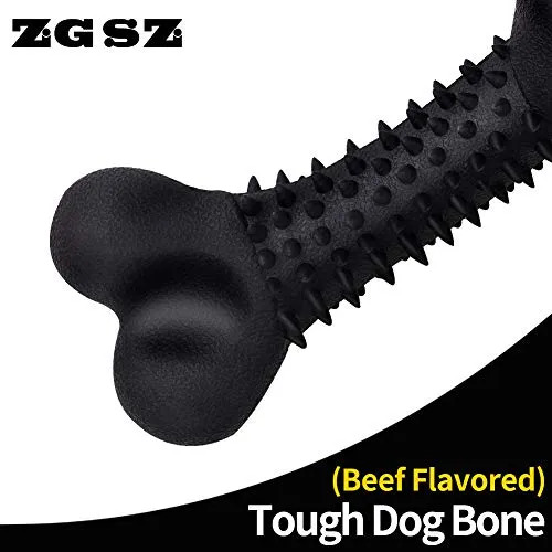 Juguete masticable para perros ZGSZ grande y duradero, para masticadores agresivos, sabor a carne de vacuno indestructible, hueso de perro, de goma natural, juguete no tóxico para todos