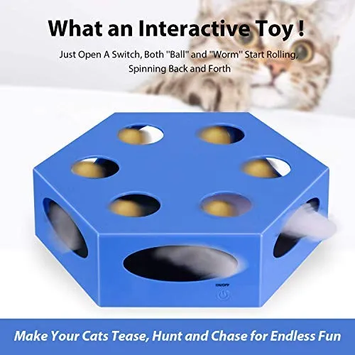 YUEJING - Temporizador interactivo para gatos, juguete para gatos con gusano giratorio, juguete para gatitos automático, juguete eléctrico para gatos, estimulador de bajo nivel de ruido, instintos de caza y sentido