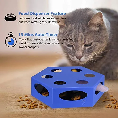 YUEJING - Temporizador interactivo para gatos, juguete para gatos con gusano giratorio, juguete para gatitos automático, juguete eléctrico para gatos, estimulador de bajo nivel de ruido, instintos de caza y sentido