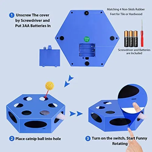 YUEJING - Temporizador interactivo para gatos, juguete para gatos con gusano giratorio, juguete para gatitos automático, juguete eléctrico para gatos, estimulador de bajo nivel de ruido, instintos de caza y sentido