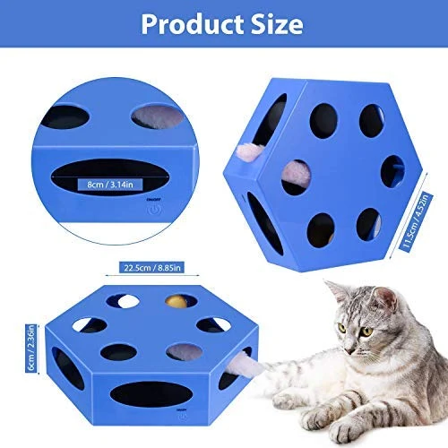 YUEJING - Temporizador interactivo para gatos, juguete para gatos con gusano giratorio, juguete para gatitos automático, juguete eléctrico para gatos, estimulador de bajo nivel de ruido, instintos de caza y sentido