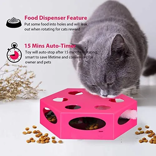 YUEJING - Temporizador interactivo para gatos, juguete para gatos con gusano giratorio, juguete para gatitos automático, juguete eléctrico para gatos, estimulador de bajo nivel de ruido, instintos de caza y sentido