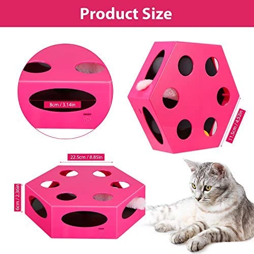 YUEJING - Temporizador interactivo para gatos, juguete para gatos con gusano giratorio, juguete para gatitos automático, juguete eléctrico para gatos, estimulador de bajo nivel de ruido, instintos de caza y sentido