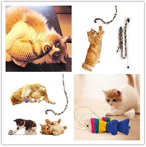 Juguetes para gatos, 31 unidades, surtidos, túnel de 3 vías, medidor de plumas interactivo, pez gato, palitos de masticar, ratones, bolas y campanas, súper divertido para cachorros, gatitos, conejos