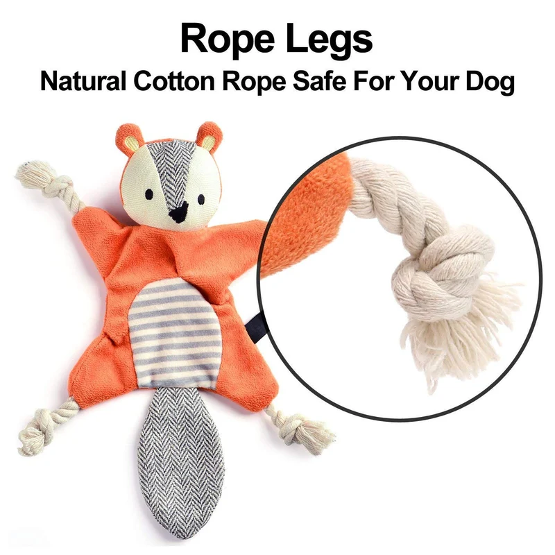 Juguete para perro para cachorro, juguete para perro arrugado, juguetes de felpa planos con nudos de cuerda de remolque, juguete para perros pequeños y medianos, S