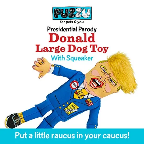 FUZZU Political Parody Dog Toys with Squeakers (Medium to Large Dogs), Various Styles (Bernie, Bill, Donald, Hillary, Vladimir) - Fun & Entertaining, Durable, Hand Illustrated Design & Premium Quality