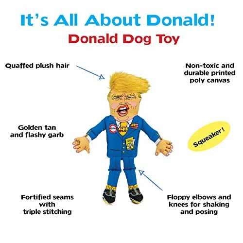 FUZZU Political Parody Dog Toys with Squeakers (Medium to Large Dogs), Various Styles (Bernie, Bill, Donald, Hillary, Vladimir) - Fun & Entertaining, Durable, Hand Illustrated Design & Premium Quality
