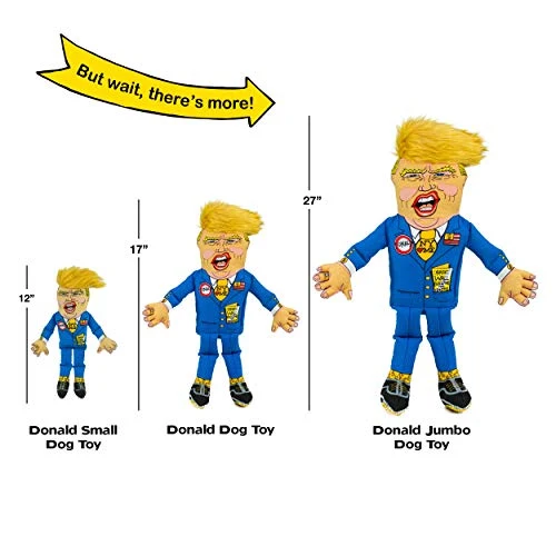 FUZZU Political Parody Dog Toys with Squeakers (Medium to Large Dogs), Various Styles (Bernie, Bill, Donald, Hillary, Vladimir) - Fun & Entertaining, Durable, Hand Illustrated Design & Premium Quality