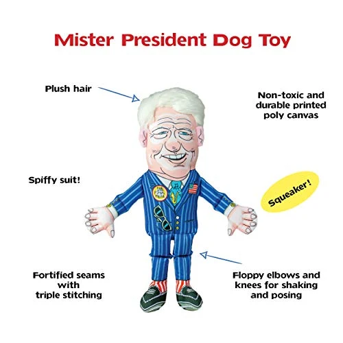 FUZZU Political Parody Dog Toys with Squeakers (Medium to Large Dogs), Various Styles (Bernie, Bill, Donald, Hillary, Vladimir) - Fun & Entertaining, Durable, Hand Illustrated Design & Premium Quality