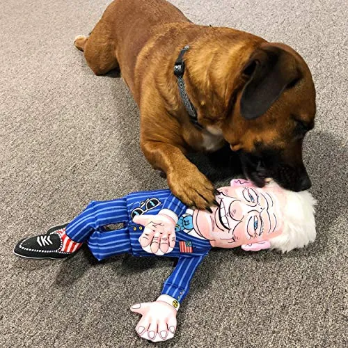FUZZU Political Parody Dog Toys with Squeakers (Medium to Large Dogs), Various Styles (Bernie, Bill, Donald, Hillary, Vladimir) - Fun & Entertaining, Durable, Hand Illustrated Design & Premium Quality