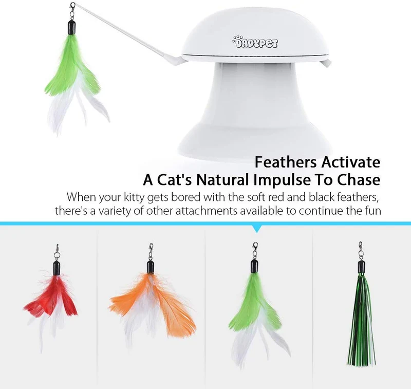 DADYPET – Juguete láser para gato, 2 en 1, automático, no portátil, juguete para gato y juguete interactivo de plumas, juguete con luz giratoria para gatos y perros