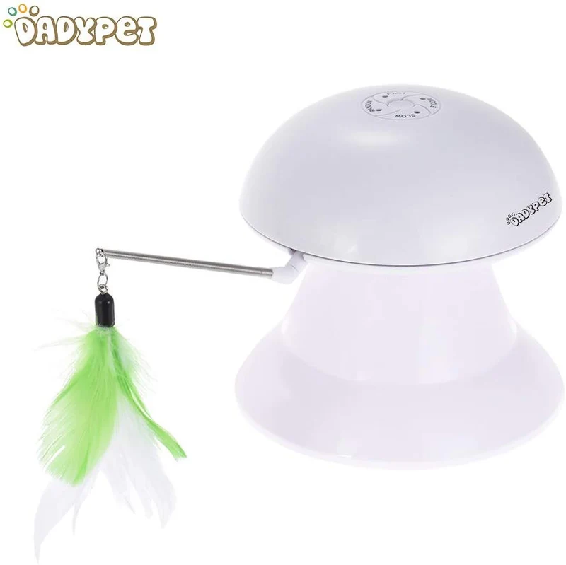 DADYPET – Juguete láser para gato, 2 en 1, automático, no portátil, juguete para gato y juguete interactivo de plumas, juguete con luz giratoria para gatos y perros