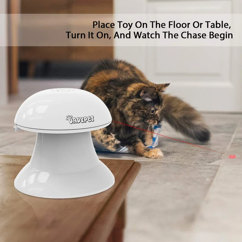 DADYPET – Juguete láser para gato, 2 en 1, automático, no portátil, juguete para gato y juguete interactivo de plumas, juguete con luz giratoria para gatos y perros