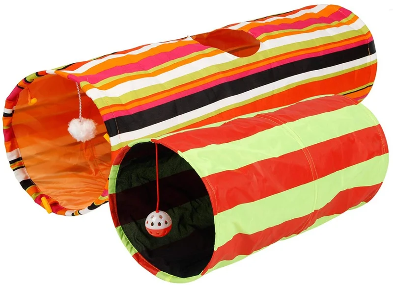 Pet Magasin - Túnel para gatos (2 unidades) interactivo con bolas divertidas y diseño de agujero para orinar para gatos pequeños, medianos y grandes, conejos y otros animales pequeños