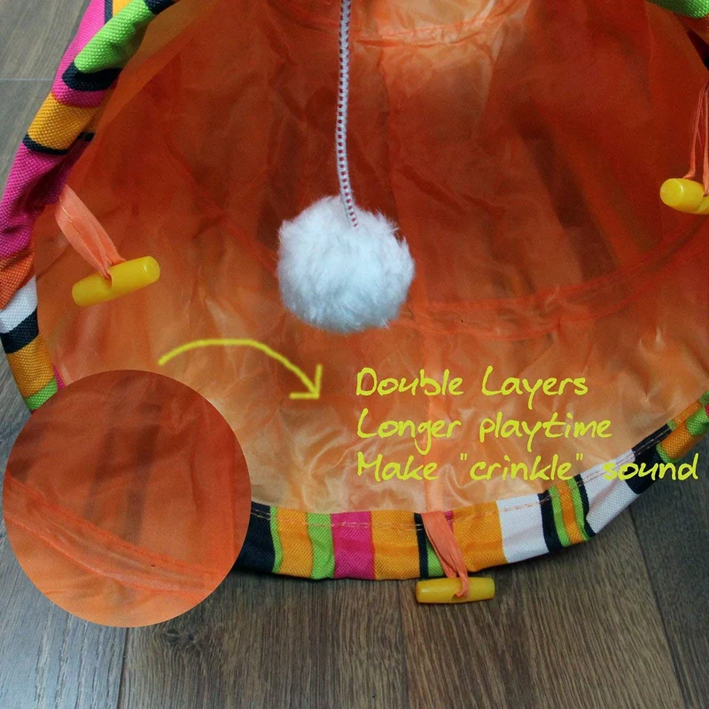 Pet Magasin - Túnel para gatos (2 unidades) interactivo con bolas divertidas y diseño de agujero para orinar para gatos pequeños, medianos y grandes, conejos y otros animales pequeños