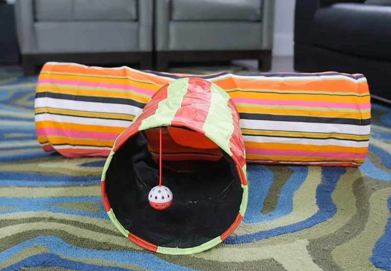 Pet Magasin - Túnel para gatos (2 unidades) interactivo con bolas divertidas y diseño de agujero para orinar para gatos pequeños, medianos y grandes, conejos y otros animales pequeños