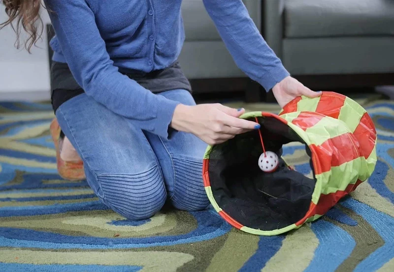 Pet Magasin - Túnel para gatos (2 unidades) interactivo con bolas divertidas y diseño de agujero para orinar para gatos pequeños, medianos y grandes, conejos y otros animales pequeños
