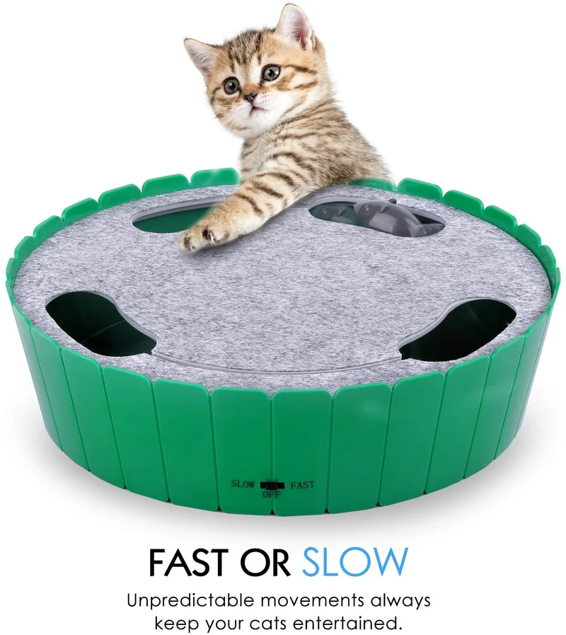Pawaboo Ratón electrónico de juguete para gato, juguete bromista interactivo superior para gato o mascotas, ratón electrónico para jugar escondite, juguete de caza para gatito, para ejercitar mascotas, Verde