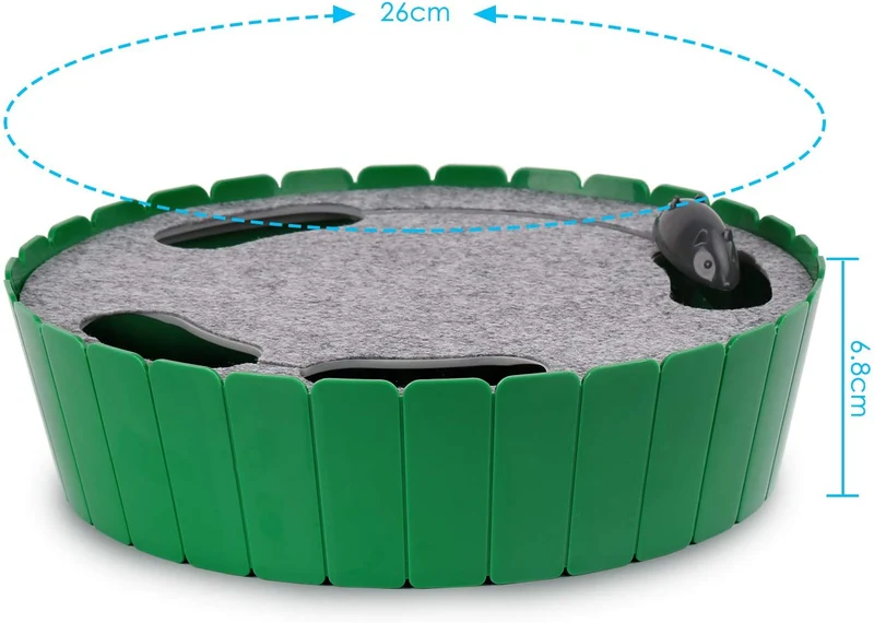 Pawaboo Ratón electrónico de juguete para gato, juguete bromista interactivo superior para gato o mascotas, ratón electrónico para jugar escondite, juguete de caza para gatito, para ejercitar mascotas, Verde