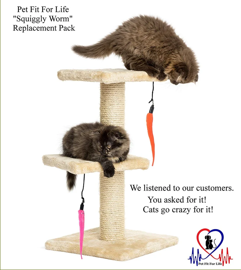 Pet Fit para la vida 5 pieza Pack de gusanos de repuesto para interactivo gato y kitten Toy wands