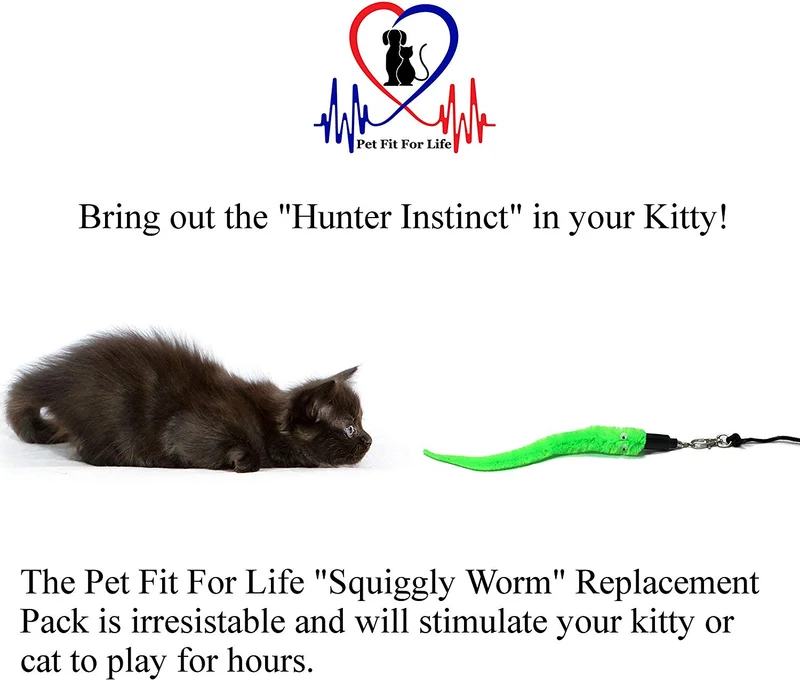 Pet Fit para la vida 5 pieza Pack de gusanos de repuesto para interactivo gato y kitten Toy wands