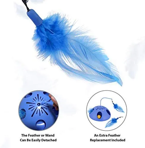 Juguetes interactivos para gatos Wingpet – Juguete automático para gato y ejercitador para gatitos con varita de plumas, pluma giratoria y pista de bolas de gato, ideal para el entretenimiento de gatos, entrenamiento o caza