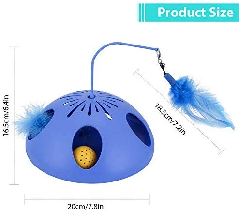 Juguetes interactivos para gatos Wingpet – Juguete automático para gato y ejercitador para gatitos con varita de plumas, pluma giratoria y pista de bolas de gato, ideal para el entretenimiento de gatos, entrenamiento o caza