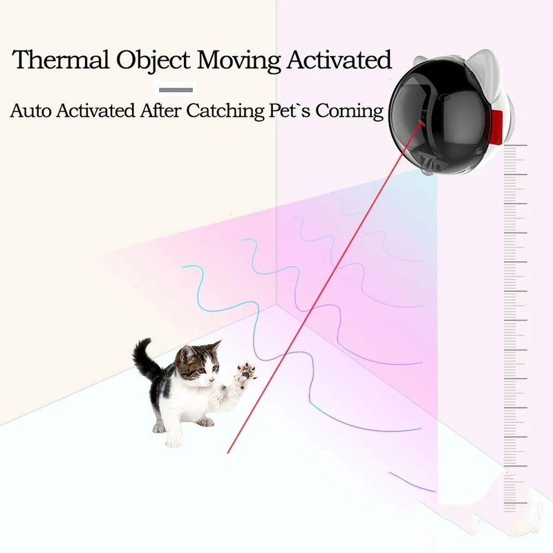 PetDroid Boltz - Juguete láser para gatos, activado por movimiento, automático, batería recargable por USB, patrón aleatorio rápido y lento