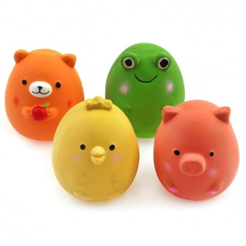 Chiwava - Juego de juguetes de látex para cachorros de 2,4 pulgadas, divertidos animales, juego interactivo para perros pequeños, colores surtidos